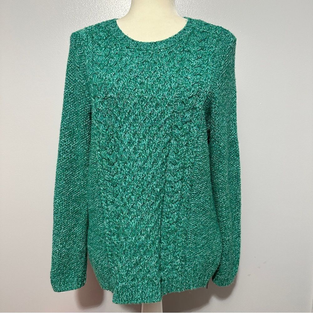 Talbots green long sleeve sweater with zippers on sides size L
